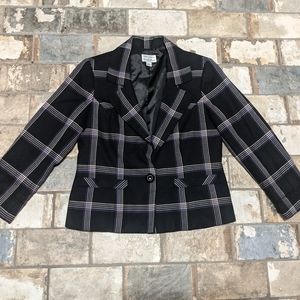 Pendleton Sz 10 Fine Black Wool Black Purple Woven Short Jacket Blazer